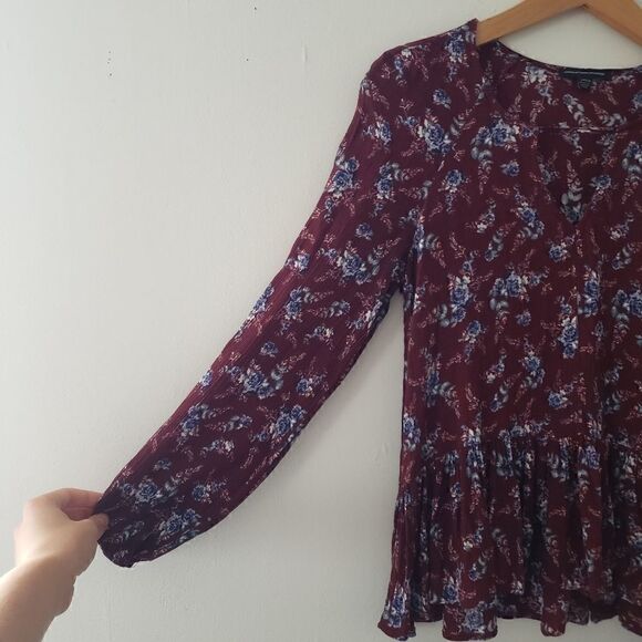 American Eagle Floral Peplum Top S - Picture 3 of 7